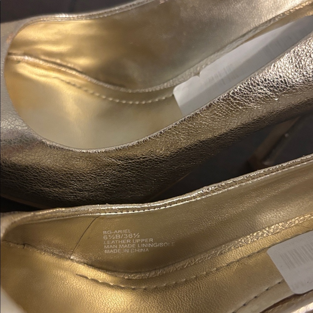 BCBGeneration Metallic Gold Peep Toe Heels - Picture 6 of 6